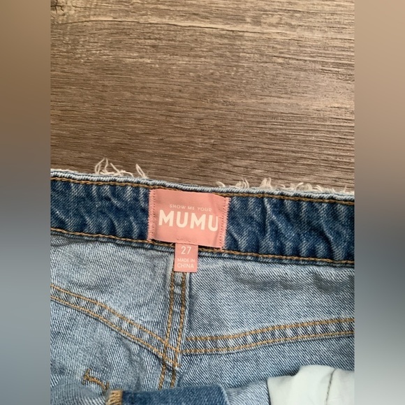 NWT Show Me Your MuMu Shorts Arizona Button Up Shorts High Rise Distressed 27 28 - Picture 12 of 13
